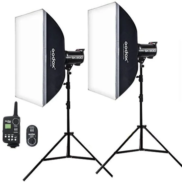 Kit de 2 flashes estúdio 300Ws (Godox)